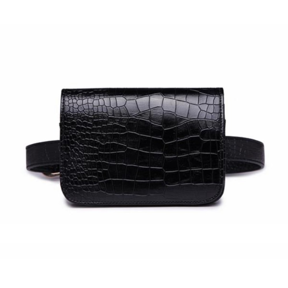 Black Crocodile Waist Bag/Clutch